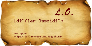 Löfler Osszián névjegykártya
